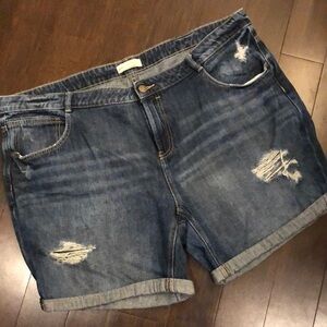 clockhouse blue denim shorts. Distressed. EUC!